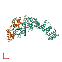 PDB entry 7shq coloured by chain, front view.
