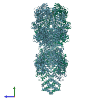 PDB entry 7sic coloured by chain, side view.