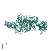 PDB entry 7sjx coloured by chain, top view.