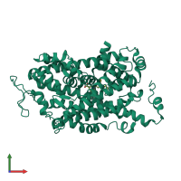 PDB entry 7sk2 coloured by chain, front view.