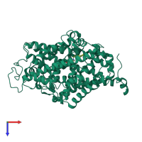 PDB entry 7sk2 coloured by chain, top view.