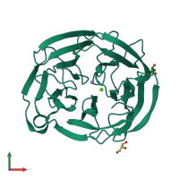 PDB entry 7skg coloured by chain, front view.