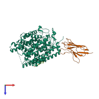 PDB entry 7sl8 coloured by chain, top view.