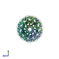 PDB entry 7sn9 coloured by chain, side view.