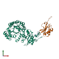 PDB entry 7snv coloured by chain, front view.