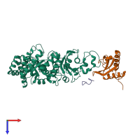 PDB entry 7snv coloured by chain, top view.