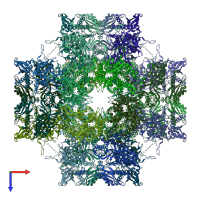 PDB entry 7sqt coloured by chain, top view.