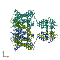 PDB entry 7ssx coloured by chain, front view.