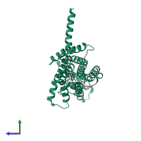 PDB entry 7sus coloured by chain, side view.