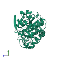 Proteinase K in PDB entry 7swb, assembly 1, side view.