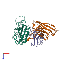 PDB entry 7swp coloured by chain, top view.