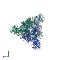 PDB entry 7sxv coloured by chain, side view.