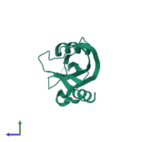 PDB entry 7syc coloured by chain, side view.