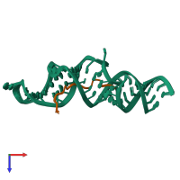 PDB entry 7t1p coloured by chain, ensemble of 10 models, top view.