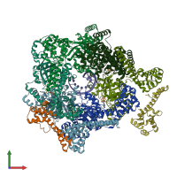 PDB entry 7t23 coloured by chain, front view.
