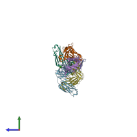 PDB entry 7t25 coloured by chain, side view.