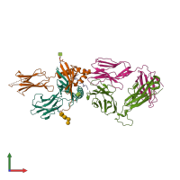 Hetero pentameric assembly 1 of PDB entry 7t2d coloured by chemically distinct molecules, front view.