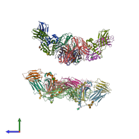 PDB entry 7t2d coloured by chain, side view.