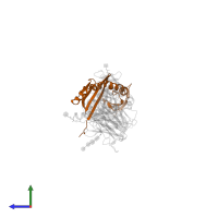 HLA class II histocompatibility antigen, DP beta 1 chain in PDB entry 7t2d, assembly 1, side view.