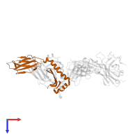 HLA class II histocompatibility antigen, DP beta 1 chain in PDB entry 7t2d, assembly 1, top view.