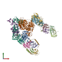 PDB entry 7t3c coloured by chain, front view.