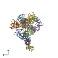 PDB entry 7t3c coloured by chain, side view.