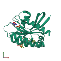 PDB entry 7t47 coloured by chain, front view.