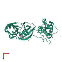 PDB entry 7t48 coloured by chain, top view.