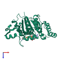 PDB entry 7t4h coloured by chain, top view.