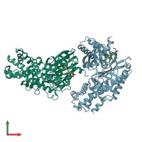 PDB entry 7t79 coloured by chain, front view.