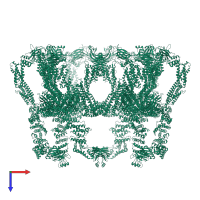Homo dodecameric assembly 1 of PDB entry 7t7c coloured by chemically distinct molecules, top view.