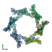 PDB entry 7t7c coloured by chain, front view.