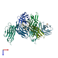 PDB entry 7t83 coloured by chain, top view.