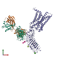 PDB entry 7t9m coloured by chain, front view.