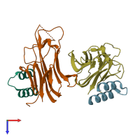 PDB entry 7ta3 coloured by chain, top view.