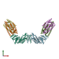 PDB entry 7tac coloured by chain, front view.