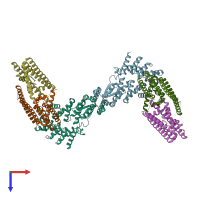 PDB entry 7tac coloured by chain, top view.