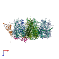 PDB entry 7tau coloured by chain, top view.