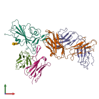 PDB entry 7tbf coloured by chain, front view.