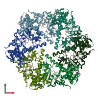 PDB entry 7tdo coloured by chain, front view.