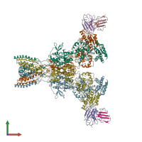 PDB entry 7te9 coloured by chain, front view.