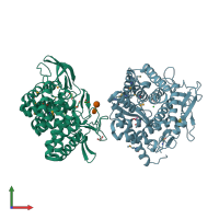 PDB entry 7tem coloured by chain, front view.