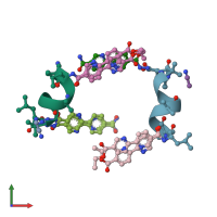 PDB entry 7tmk coloured by chain, front view.