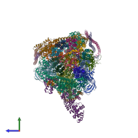 PDB entry 7tmr coloured by chain, side view.