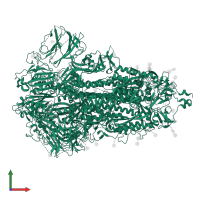 Spike glycoprotein in PDB entry 7tou, assembly 1, front view.