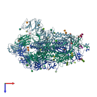 PDB entry 7tp8 coloured by chain, top view.