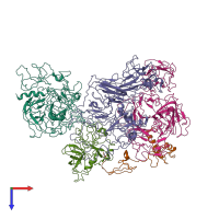 PDB entry 7tpp coloured by chain, top view.