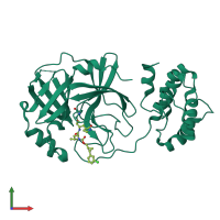 PDB entry 7tq4 coloured by chain, front view.