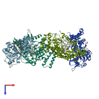 PDB entry 7ts2 coloured by chain, top view.