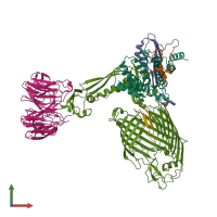 PDB entry 7tt2 coloured by chain, front view.